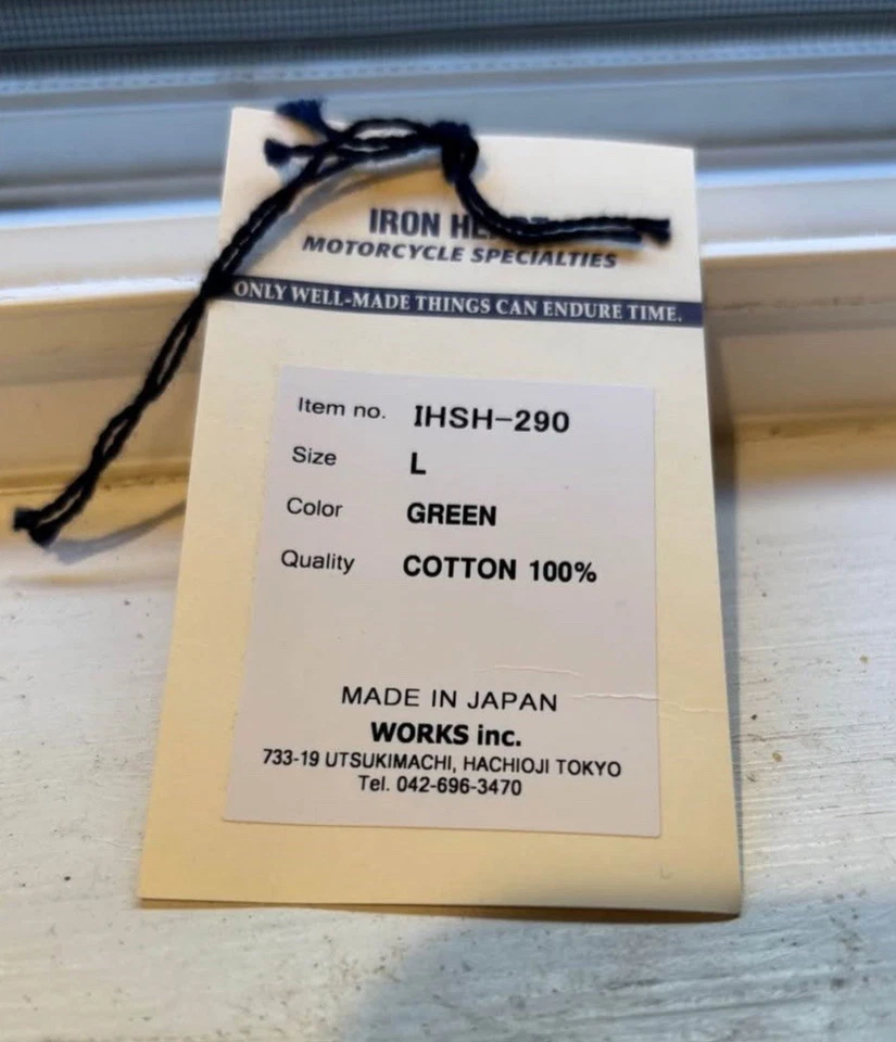 Camisa de trabajo Iron Heart IHSH-290-GRN - 10 oz ribete torcido falso cambray - Grande Foto 4 de 4