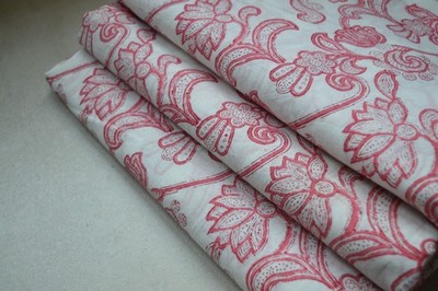 NO TARRIF CHARGES 100%  ZK-99  Hand Block 100%Cotton Floral Fabric 10 Yard
