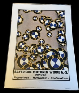 1924 classic BMW roundel logos poster Repro 12”X 16”