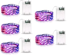 5 Pack Fairy Lights Battery Operated, 7 Feet 20 5Pack, Orange & Purple 