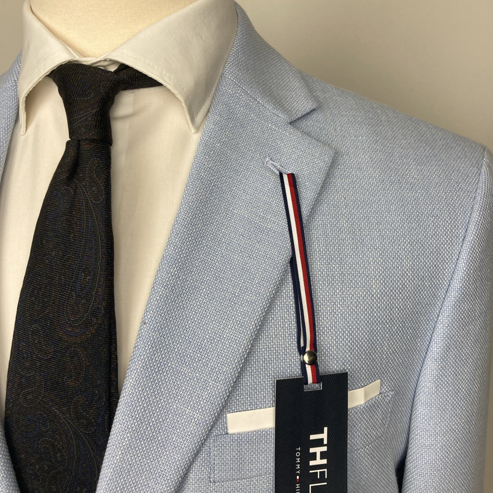 Tommy Hilfiger Mens Modern fit Sport Coat Blazer 40R Light Blue Solid Stretch thumbnail 4