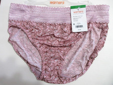 Warners HI CUT Panties No Pinching dig free Lace steel Pink polyester 7/L