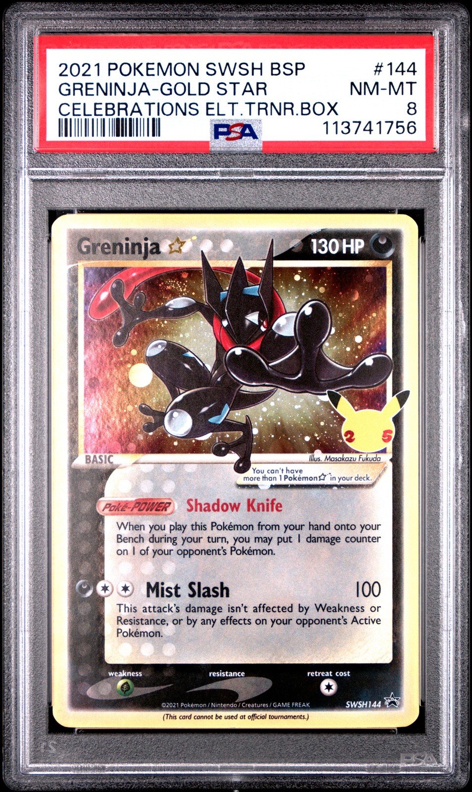 2021 POKEMON SWSH BLACK STAR PROMO #144 GRENINJA-GOLD STAR PSA 8