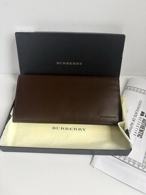 Burberry Brown  Leather Nova Check  Bi Fold Long Wallet NIB+certificate