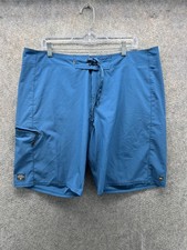 Quiksilver Waterman Swim Trunks Mens 38 Blue Stretch Board Shorts Zip Pocket