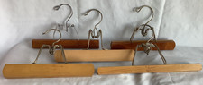 5 Vintage Wood Hangers 2 Setwell Tan 3 Brown Unmarked Pants Skirts Trousers