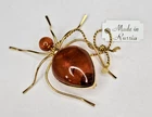 Vintage Russian Amber Spider Brooch Pin Insect Costume Jewelry Unique Curio
