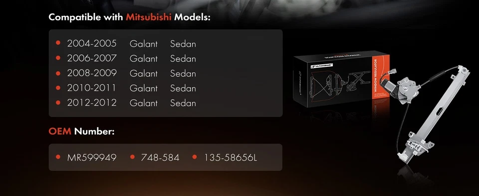 Regulador Ventana con Motor Compatible con Mitsubishi Galant 2004-2012 Trasero Izquierdo/s Foto 2 de 4