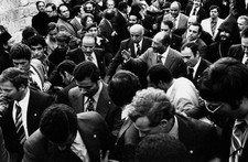 Egyptian president Anwar al Sadat walking street greeting crowd Je- Old Photo
