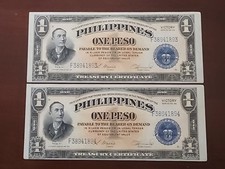 Philippines, 1 Peso (ND) 1949, P-117c, Victory Series No 66,  2 Banknotes