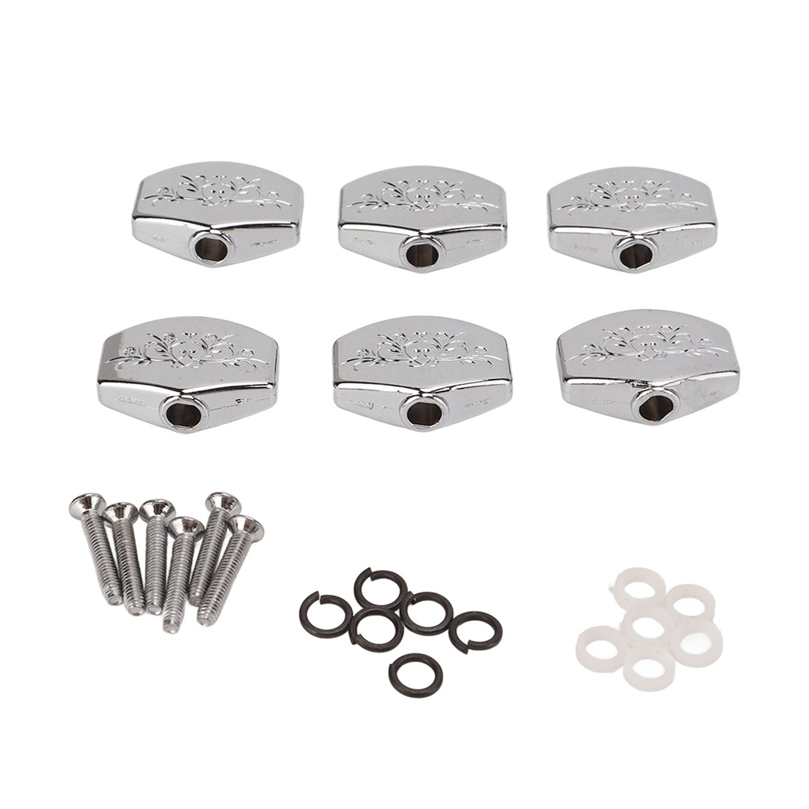 6Pcs Guitar Tuning Peg Tuners Button Machine Head Buttons Knob Metal Carved Big
