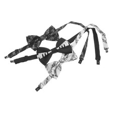 3pcs Piano Theme Bow Tie: Pre-Tied Music Note Bowtie For Groomsmen Wedding