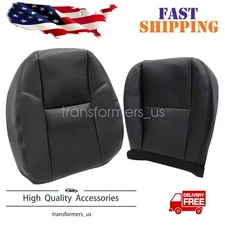 Front Driver Bottom & Top Leather Seat Cover Black For 07-14 Cadillac Escalade