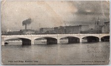 Waterloo Iowa IA, 1906 Melan Arch Bridge, Skyline, Smokestack, River, Postcard