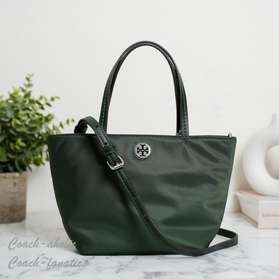 Tory Burch Nylon Mini Tote Crossbody in Basil 167913 NWT