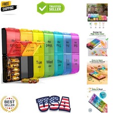 Extra Large Pill Organizer 2 Times a Day, Weekly XL AM PM Pill Case, 7 Day Pi...
