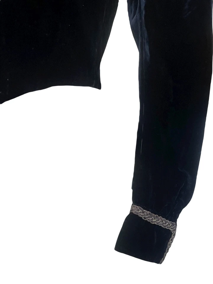 Vintage Black Velvet Edwardian Top Corset Braided Trim Button Detail - Image 3 of 4