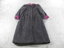 Vintage Rothschild Coat Girls Black Purple Tweed Velvet Collar Made USA 90s
