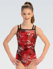 GK Elite Gymnastics Leotard Size Child Large Red Urban Zebra Workout Leotard GUC