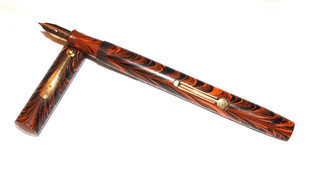 Waterman Ideal Fountain Pen “Red Ripple”Gold Nib New York 1920’s Model 54