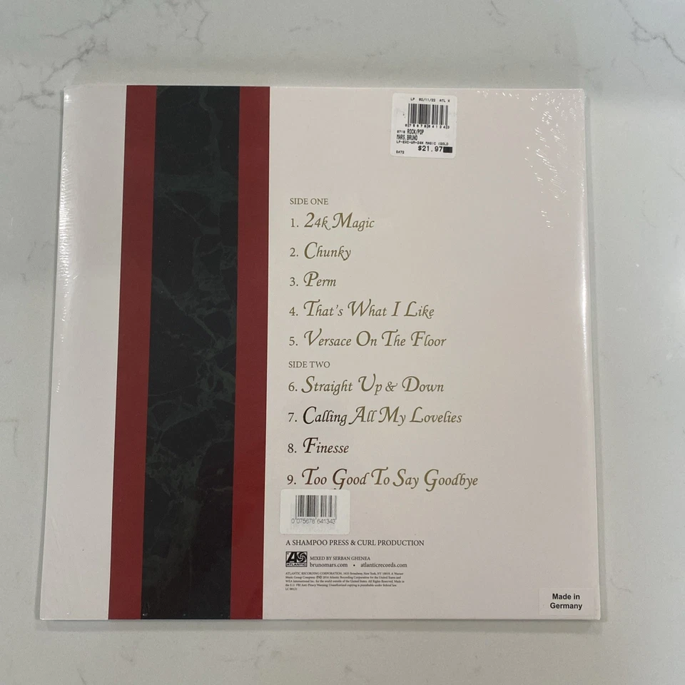 BRUNO MARS 24K MAGIC VINYL NEW! LIMITED GOLD LP! THAT'S WHAT I LIKE, VERSACE - Image 2 of 4
