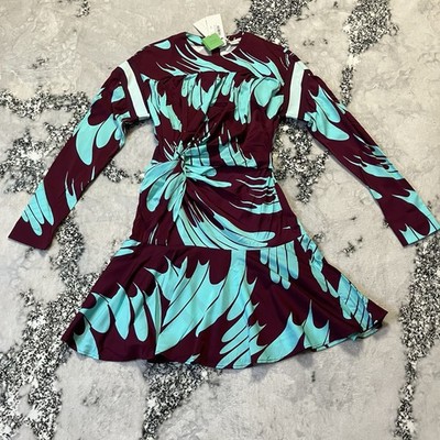 Stella Mccartney Dress Womens Size 38/ 4 Multi Twisted Printed Crepe Mini Crepe
