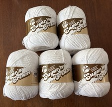 LILY SUGAR  N CREAM - Lot of 5 - 2oz 95yds Cotton Yarn  White  