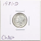 1931-D 10C Mercury Winged Liberty Silver Dime in Choice AU+ Condition #6268