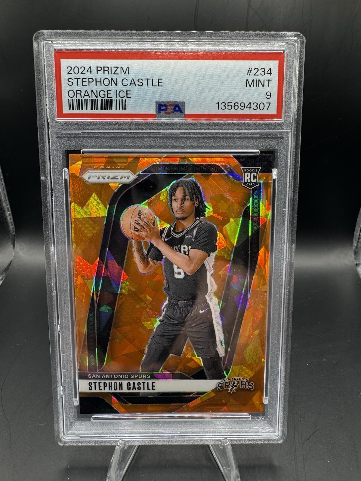 2024-25 Panini Prizm Stephon Castle #234 Orange Ice Prizm PSA 9