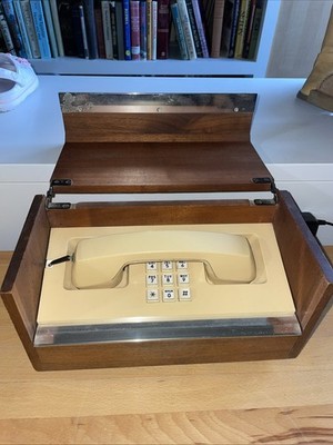Mid Century 1960's / 1970's  Executive Desk Phone In Wood Box AS-IS