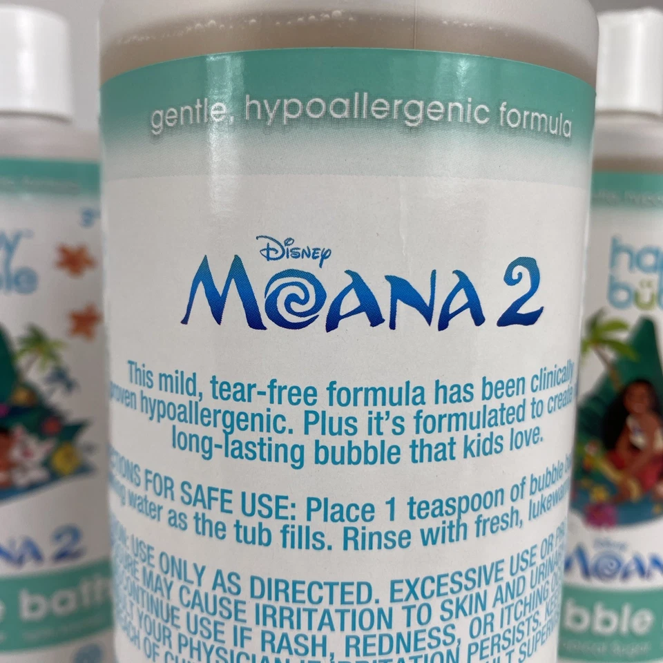 NOVO Lote de (3) Disney Moana 2 Happy Bubble Bath 32 fl.oz Açúcar Tropical Perfumado - Imagem 4 de 4