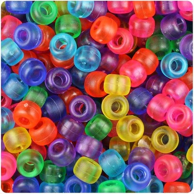 100 Mattierte Mix Perlen Pony Perlen 9x6 mm Fassförmige Kunststoffperlen
