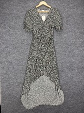 A New Day High Low Dress Women  s Small Floral Short Puff Sleeve Ruched NEW