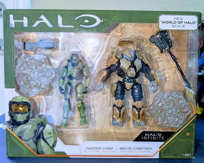 #ad World of Halo 4quot; Scale Master Chief amp; Brute Chieftain Action FIgure Set $27.99