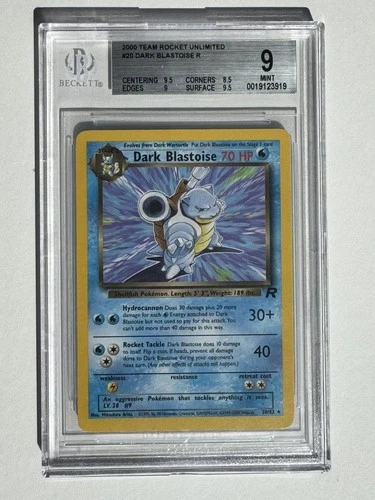 2000 Pokemon Team Rocket Unlimited #020 Dark Blastoise BGS 9