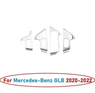 For Benz GLB W247 2020-24 Silver Console Window Lift Panel Switch Cover Trim 4pc