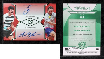 2025 Topps Triumphant Dual Red /5 Carlos Alcaraz Daniil Medvedev #DA-8 Auto