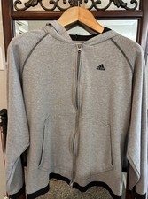 Adidas Gray/Black Full Zip Hoodie Sweatshirt Size L Sporty Urban Streetwear
