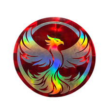 Red Phoenix Bird Sticker Holographic Vinyl Decal Bold 3in, car sticker, laptop