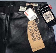 RARE NWT Vtg Levi’s Y2K Flare Low Rise Black Jeans Pants LAMB Leather RED TAB-S