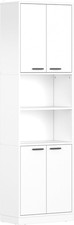 4 Doors Tall Storage Kitchen Cupboard, Wooden Collection Food Pantry Cabinet Fre