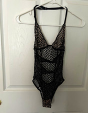 Victoria Secret size small Black Sheer One-Piece Bodysuit