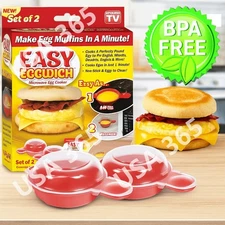 2 Set Eggwich Microwave egg cooker Omelet Muffin egg sandwich 100% BPA Free Pan