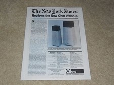 Ohm Walsh 4, Walsh 2 Speaker Ad, 1 page, Review, Specs, Article, 1984