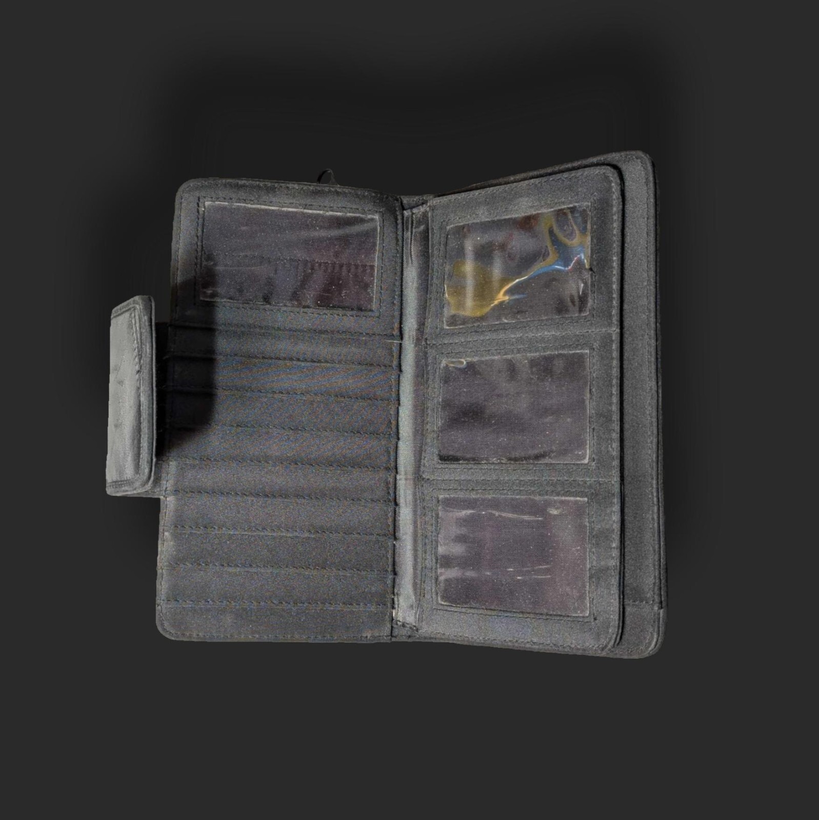 Large Black Leather Patchwork Wallet - image 3