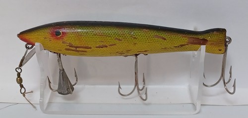Leurre De Pêche Vintage En Bois Signé Ed Latiano – Fabriqué à Ellwood City PA