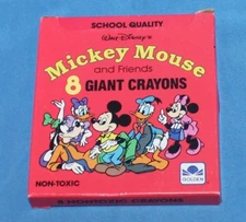 NICE RARE VINTAGE DISNEY MICKEY AND FRIENDS 8 GIANT CRAYONS NOS