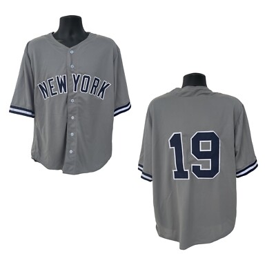 New York Yankees Unsigned #19 Custom Grey Road Jersey Size XL