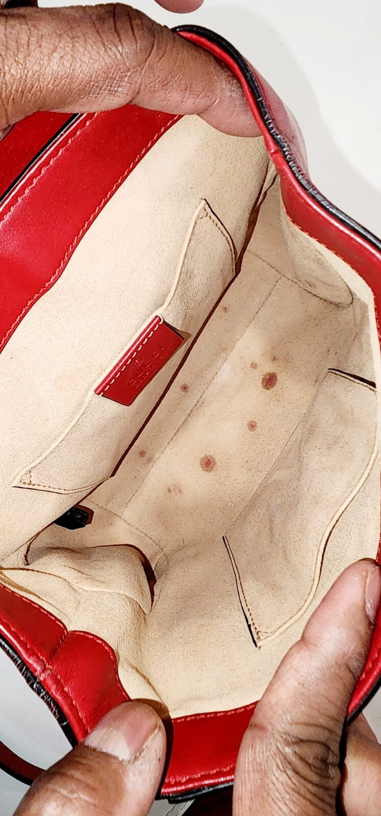GUCCI Guccissima GG Padlock Backpack Red Leather image 6