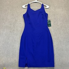 Lauren Ralph Lauren Dress Women's 4 Cannes Blue Sleeveless Side Zip Viscose NEW